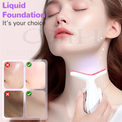 7-in-1 Neck & Face Beauty Device with LED Light Therapy, Microcurrent Technology, Deep Cleansing, and Warm Compress Features