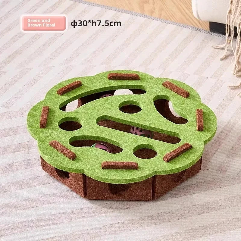 Indoor Cat Puzzle Toy, Felt Interactive Box with Ball, Exercise and Hunting Game Toy for Mental Stimulation and Activity