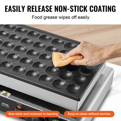 SucceBuy Commercial Mini Dutch Pancake Maker | 50-Cavity Non-Stick Plate | Dual Temperature & Timer Control
