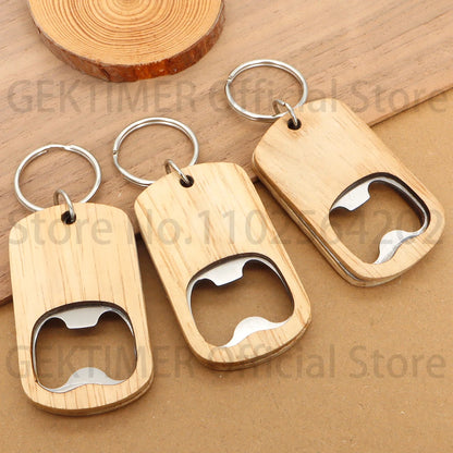 CraftKey™ Wooden Bottle Opener Keychain – Personalized Gift Collection