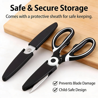 All-in-One Kitchen Scissors | Heavy Duty Sharp Shears | Ergonomic Design for Cooking & Multi-Purpose Use