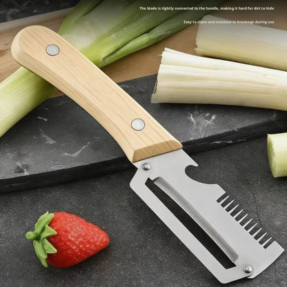 2026 New 2-in-1 Paring Knife and Vegetable Peeler, Stainless Steel Blade with Ergonomic Wooden Handle, Multi-Function Fruit and Potato Peeler for Kitchen Use