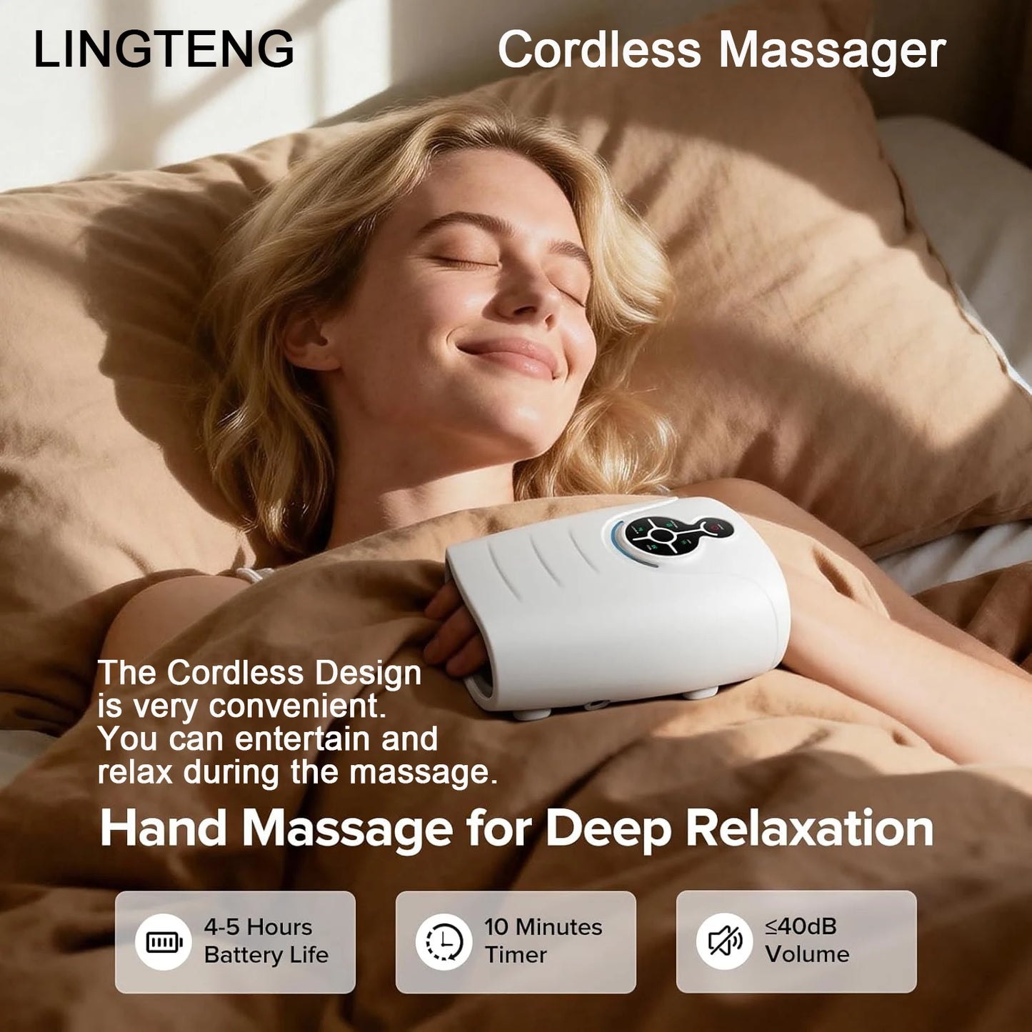 LINGTENG Hand Massager | Heat & Compression | Wireless Rechargeable Design | Hand Relaxation Device