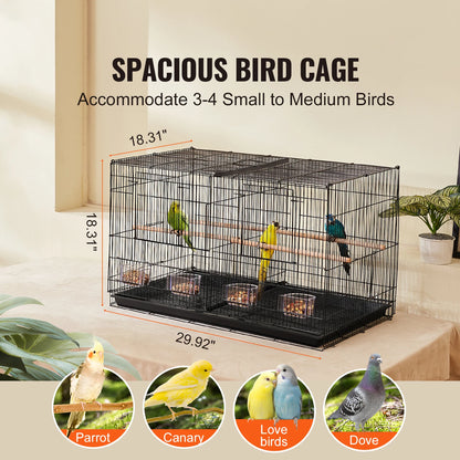 SucceBuy 30-Inch Flight Bird Cage | Stackable Design | Divider, Handle & Perches | Portable Birdcage