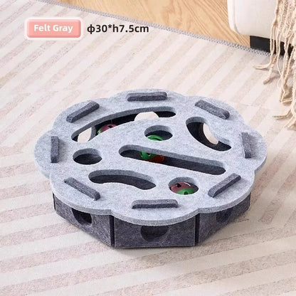 Indoor Cat Puzzle Toy, Felt Interactive Box with Ball, Exercise and Hunting Game Toy for Mental Stimulation and Activity