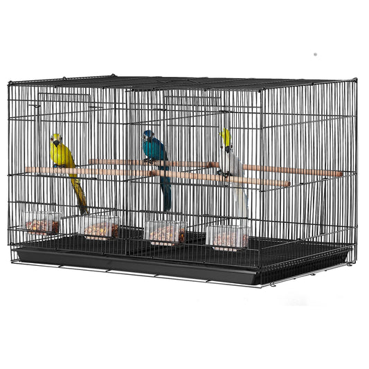 SucceBuy 30-Inch Flight Bird Cage | Stackable Design | Divider, Handle & Perches | Portable Birdcage