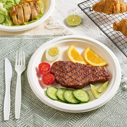 9-Inch Disposable Dinner Plates | 50-Pack | Food-Grade | Leak-Proof | Microwave-Safe | Party & Everyday Use