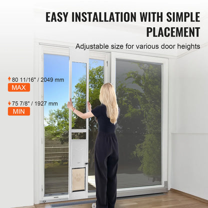 SucceBuy Sliding Glass Dog Door | Adjustable Height | Aluminum Frame | Tempered Glass Pet Door