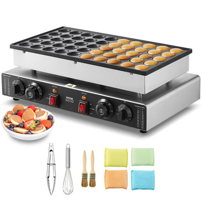SucceBuy Commercial Mini Dutch Pancake Maker | 50-Cavity Non-Stick Plate | Dual Temperature & Timer Control