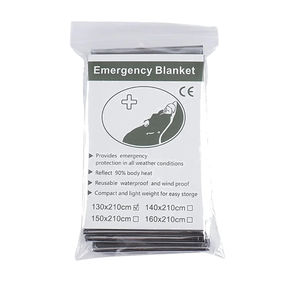 Emergency Survival Blanket Set | Thermal Foil Mylar Blanket | Windproof & Waterproof for Camping and Rescue