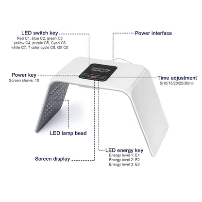 7-Color LED Photon Therapy Machine | Foldable Skin Care Device | Facial & Body Beauty Light Treatment Tool