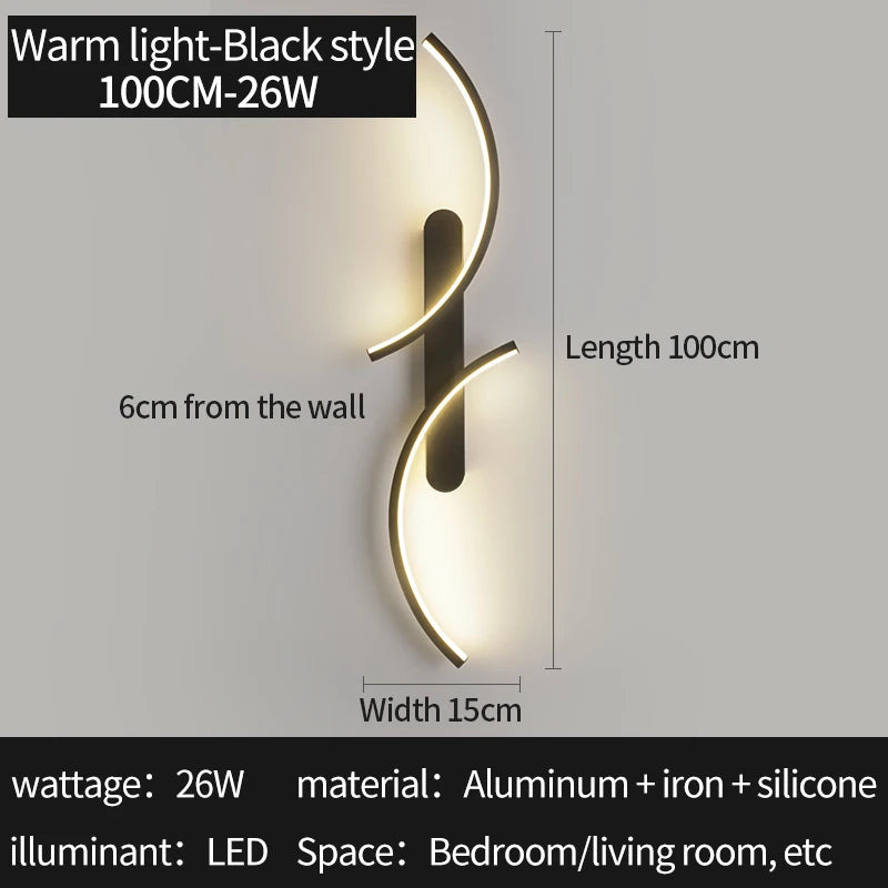 Modern C-Shaped LED Wall Sconce | Minimalist Wall Lamp for Living Room, Bedroom, Hallway & Office