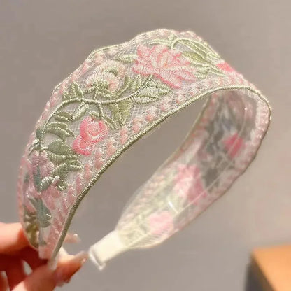 BloomGrace™ Embroidered Chiffon Floral Headband Collection – 3 Piece Set