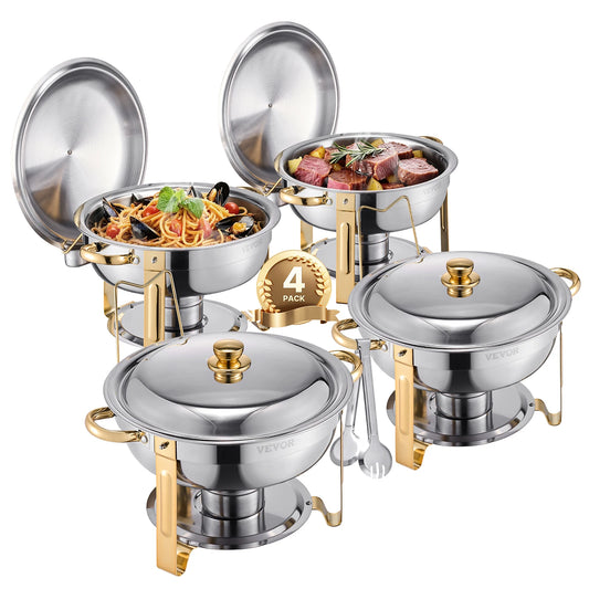 SucceBuy 4-Pack Stainless Steel Chafing Dish Buf
