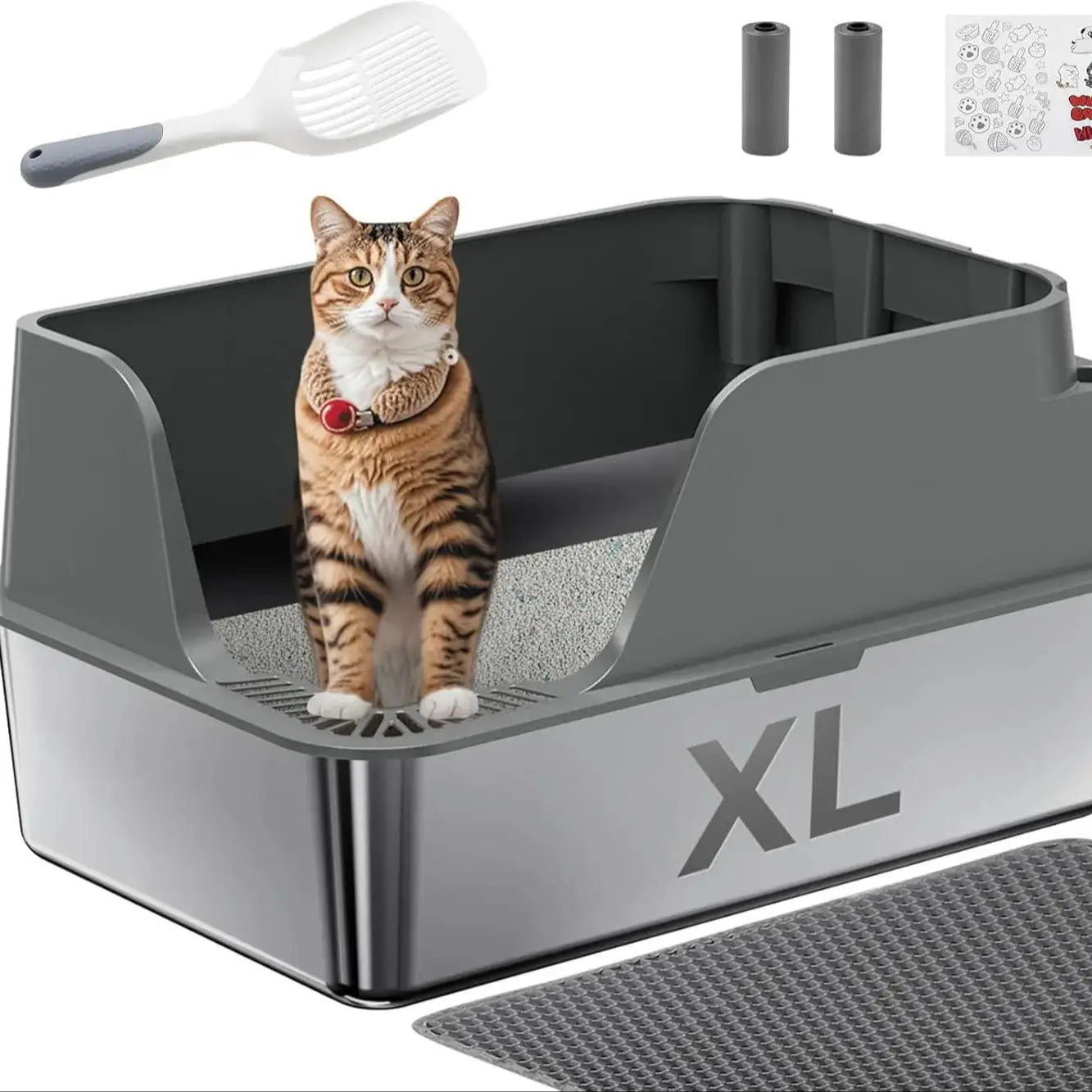 Premium Stainless Steel Cat Litter Box | Extra Large, Leak-Proof & Splash-Resistant
