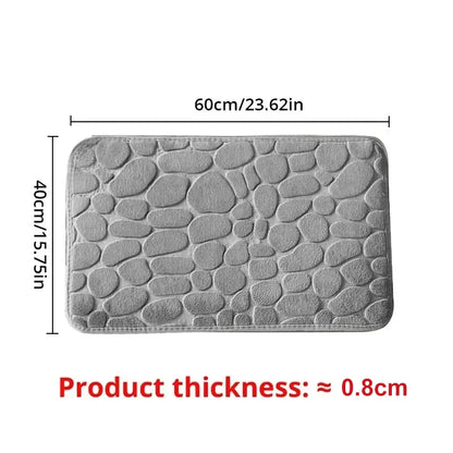 Embossed Fiber Floor Mat | Non-Slip Pebble Design | Bathroom & Living Room Rug