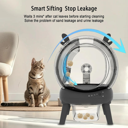 65L Smart Self-Cleaning Cat Litter Box | App Controlled | Odor Control | Dual Safety System