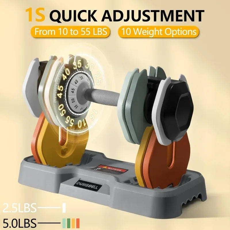AOTOB Adjustable Dumbbell Set (25–55 lbs.) | Fast-Adjust Rotating Handle | Anti-Slip Grip | Strength Training for Men & Women