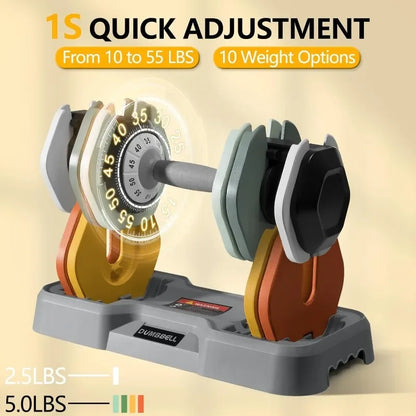 AOTOB Adjustable Dumbbell Set (25–55 lbs.) | Fast-Adjust Rotating Handle | Anti-Slip Grip | Strength Training for Men & Women