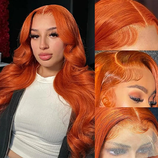 Ginger Orange 13x6 Lace Front Wig | 200% Density | Body Wave | Human Hair | Pre-Plucked
