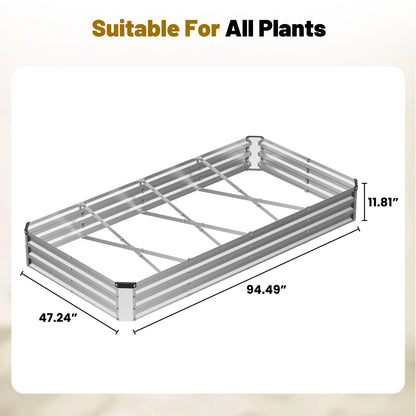 JHK Raised Garden Bed | 8x4x1FT | Rust-Resistant Steel Planter Box | Outdoor Gardening