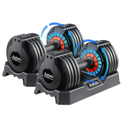 AOTOB Adjustable Dumbbell Set (25–55 lbs.) | Fast-Adjust Rotating Handle | Anti-Slip Grip | Strength Training for Men & Women