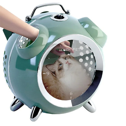 Portable Cat Carrier Backpack, Space Capsule Pet Travel Bag for Cats, Handheld Pet Carrier for Outdoor Travel and Vet Visits