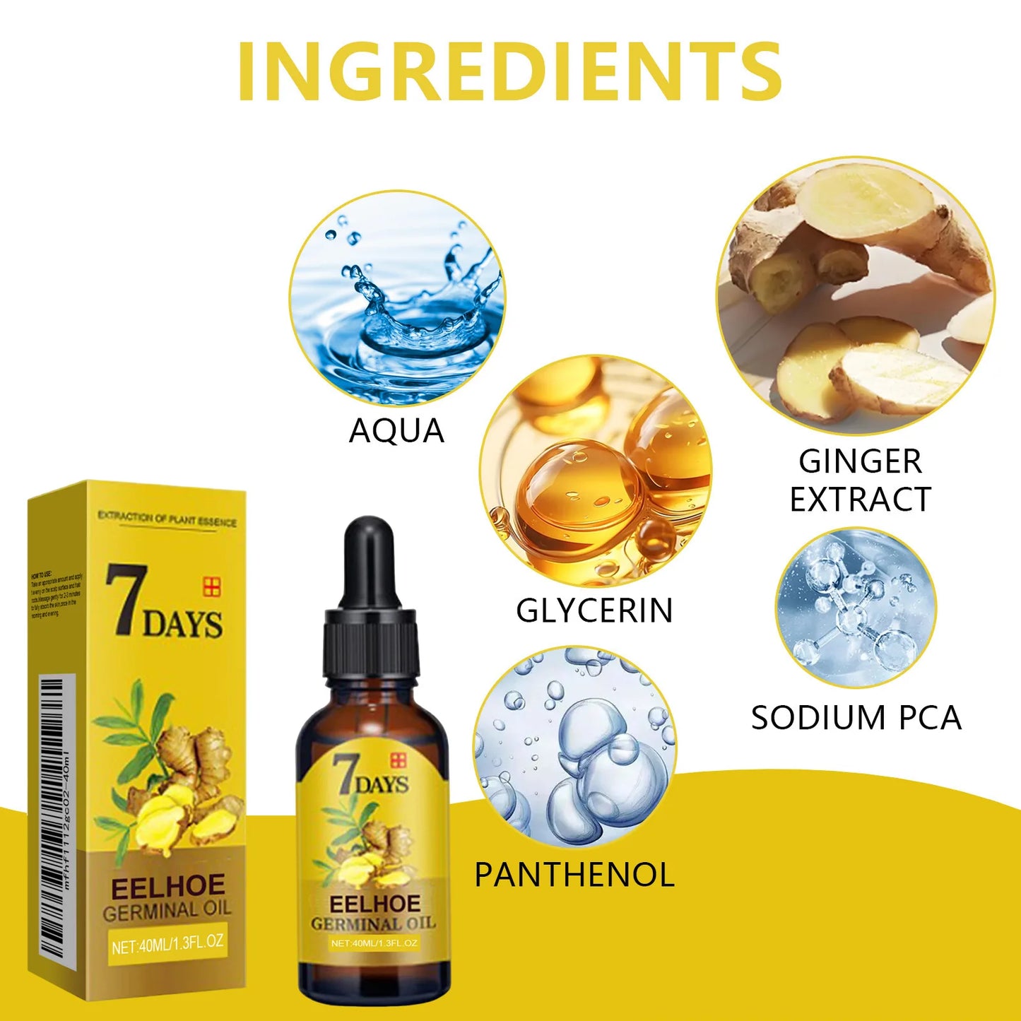 EELHOE Ginger Hair Oil | 20ml | Nourishing Scalp & Hair Care for Women and Men