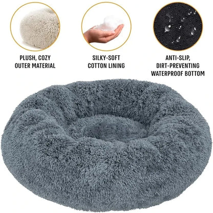 Round Plush Dog & Cat Bed – Washable Warm Pet Sofa for Small, Medium & Large Pets 🐾